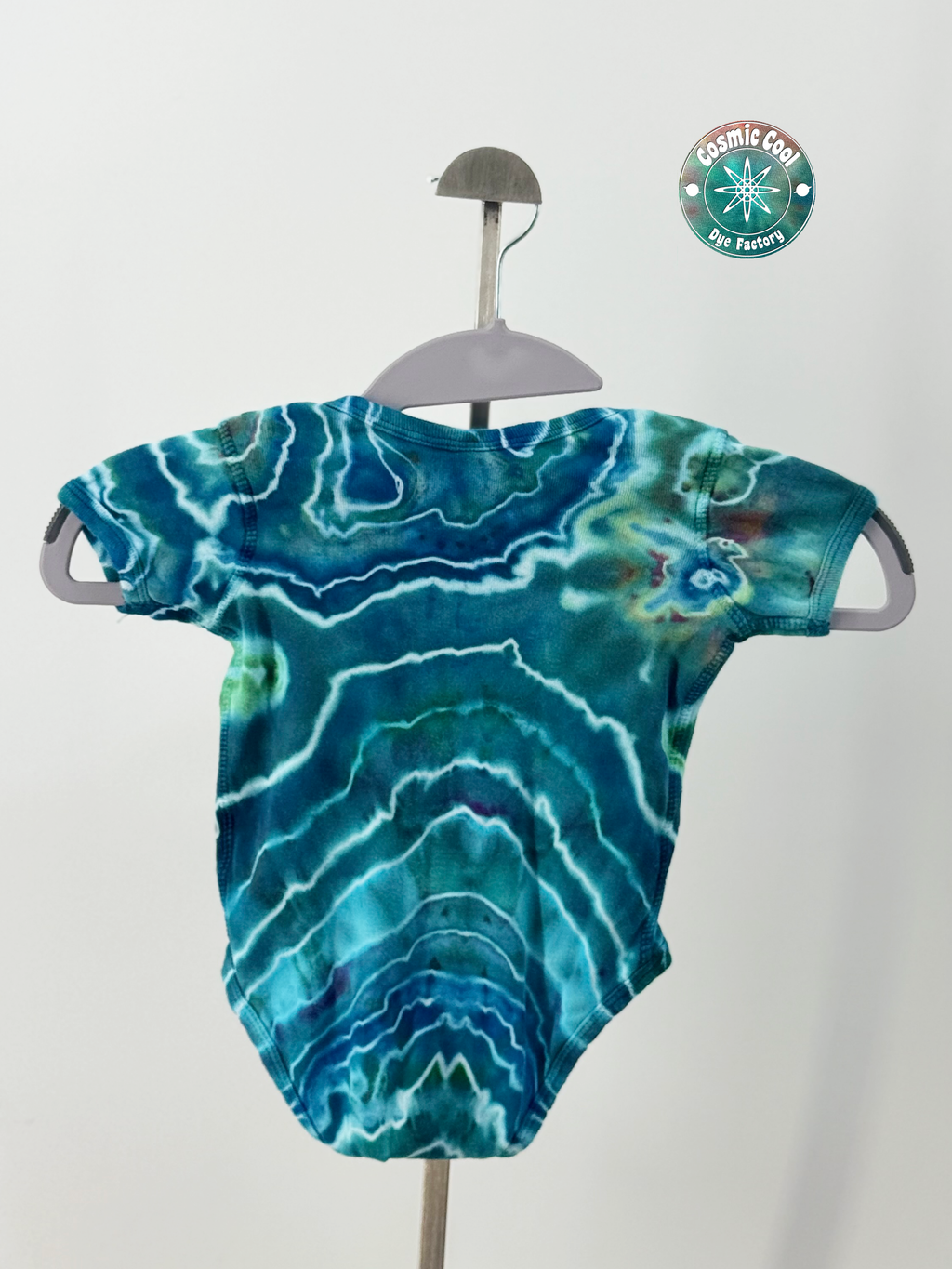Cosmic Cadet Artisan Short Sleeve Ice Dye Bodysuit (Size 12 Months) - 100% Cotton