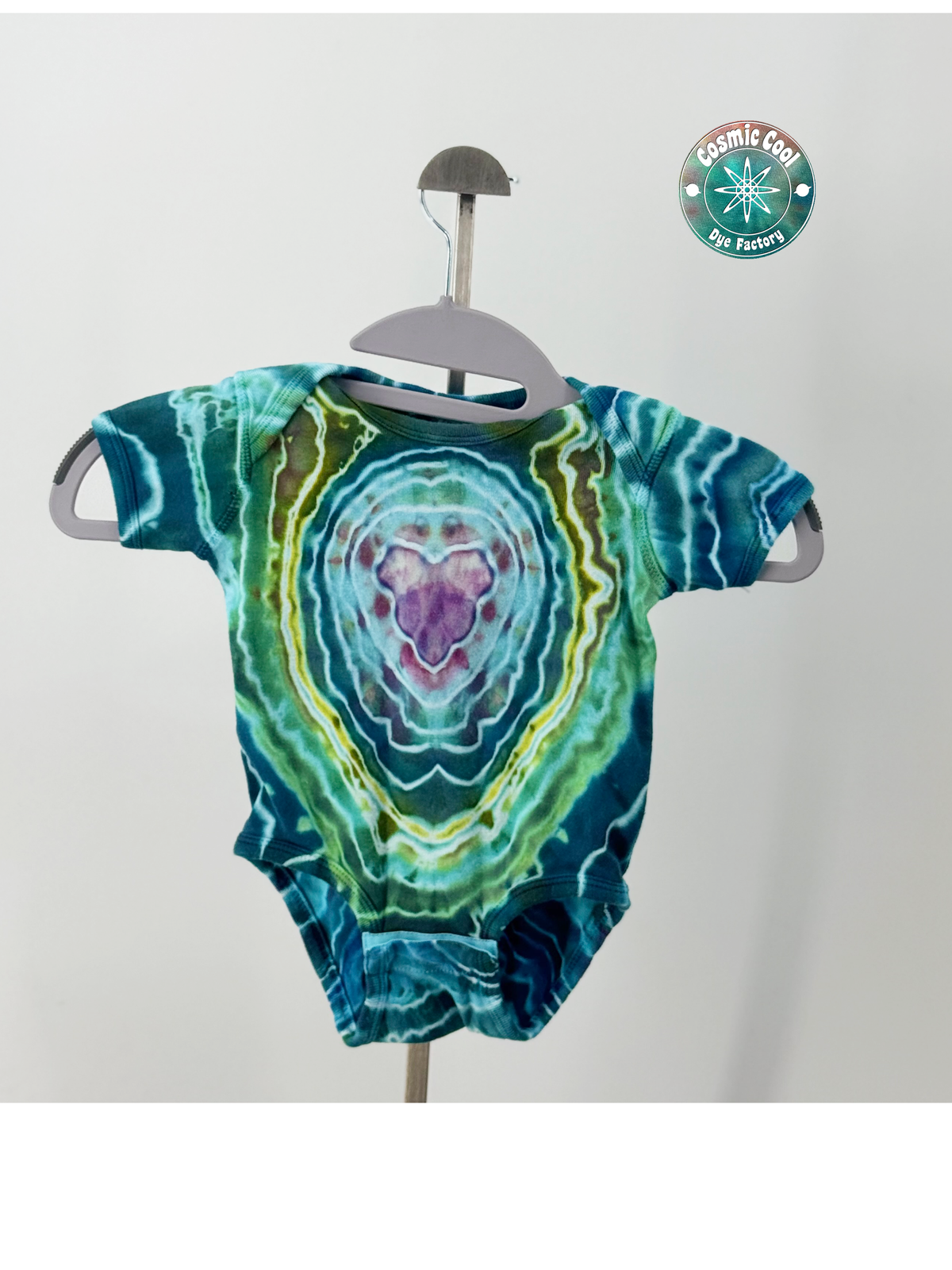 Cosmic Cadet Artisan Short Sleeve Ice Dye Bodysuit (Size 12 Months) - 100% Cotton