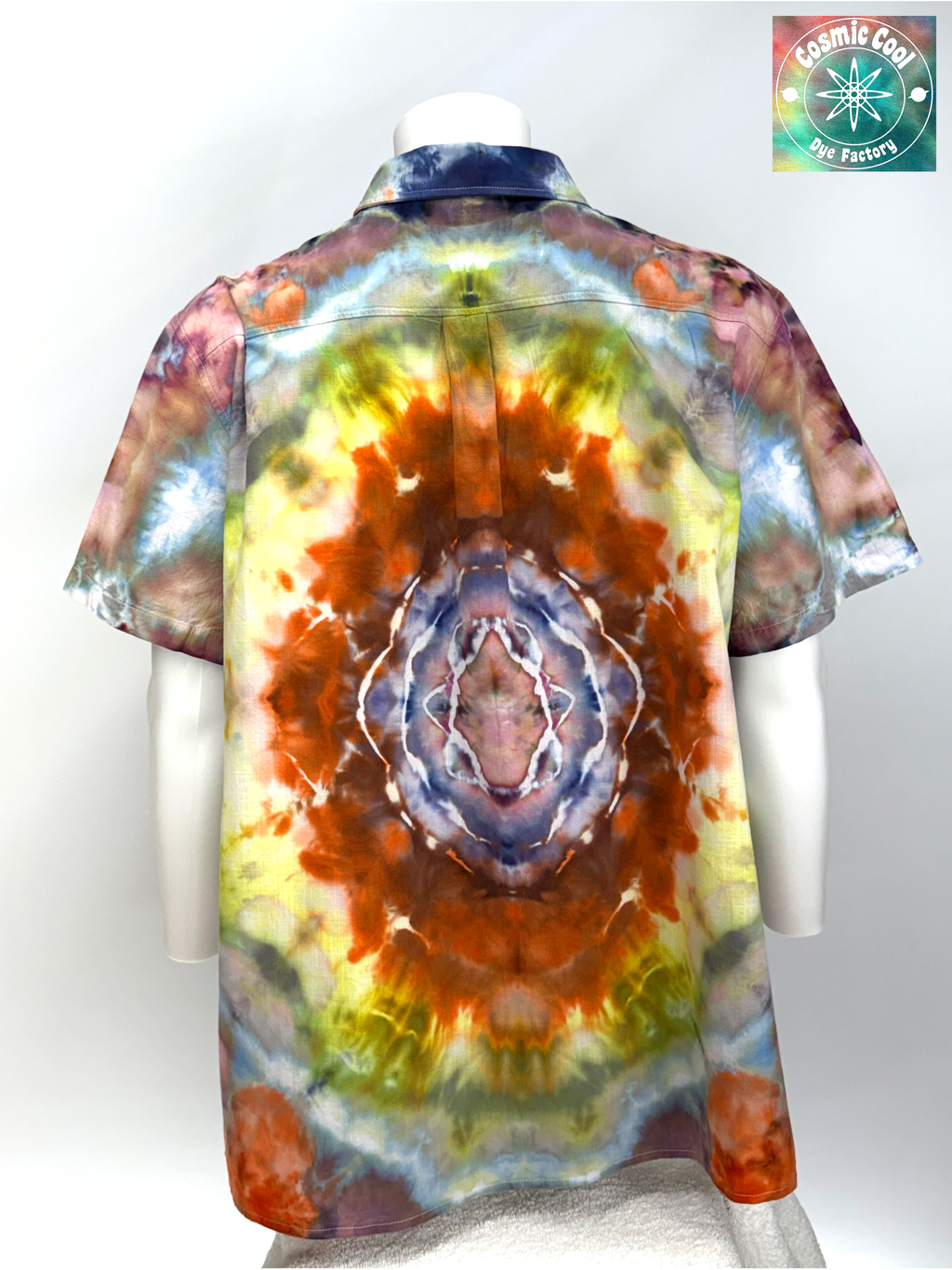 Cosmic Ice Dye Island Style Camp Shirt 100% Cotton (Size 2XL)