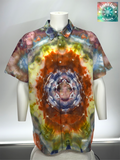 Cosmic Ice Dye Island Style Camp Shirt 100% Cotton (Size 2XL)