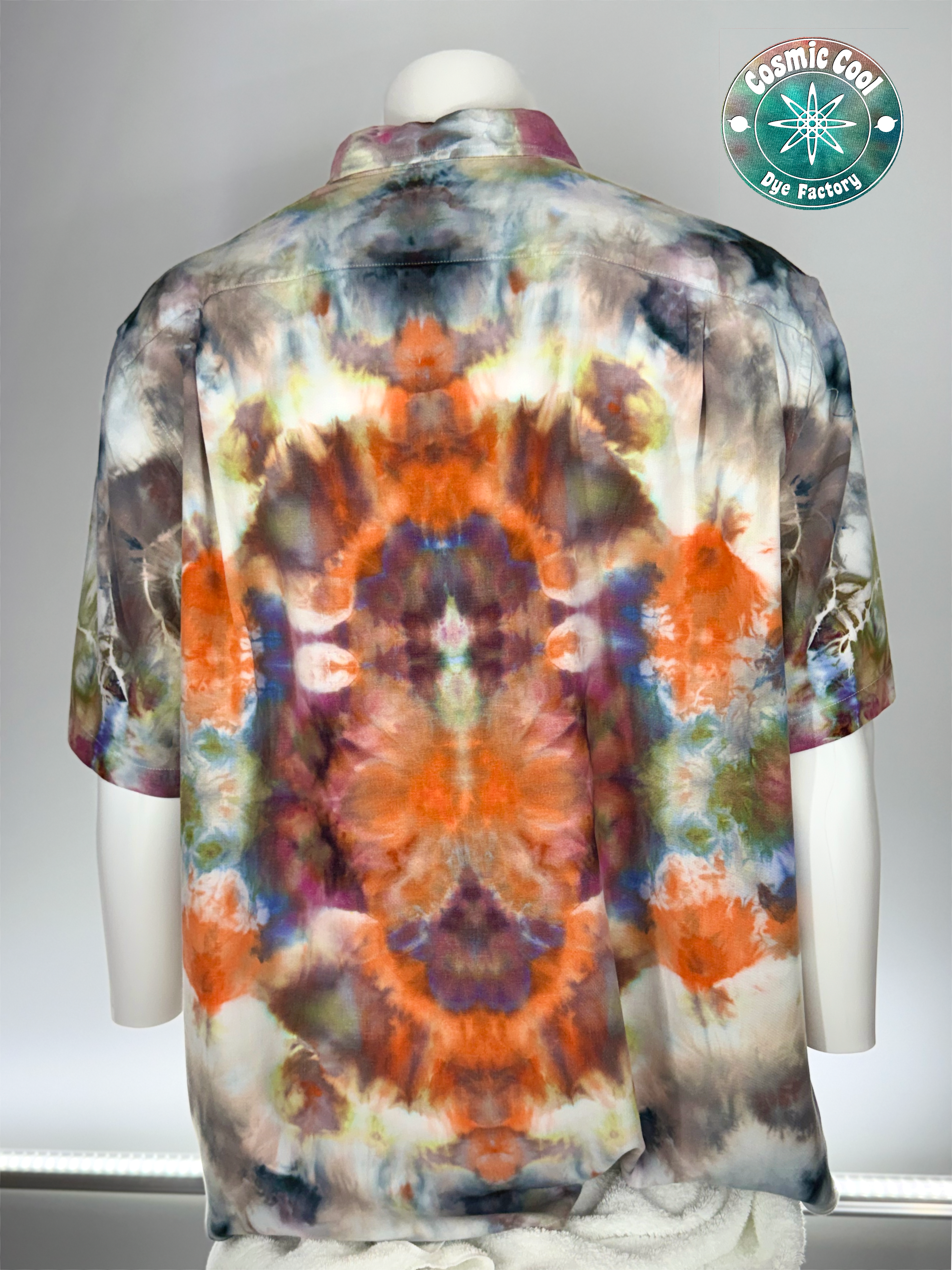 Cosmic Ice Dye Island Style Camp Shirt 100% Cotton  (Size 2XL)