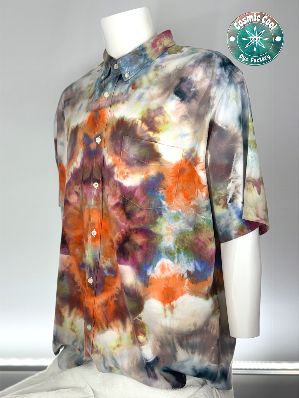 Cosmic Ice Dye Island Style Camp Shirt 100% Cotton  (Size 2XL)