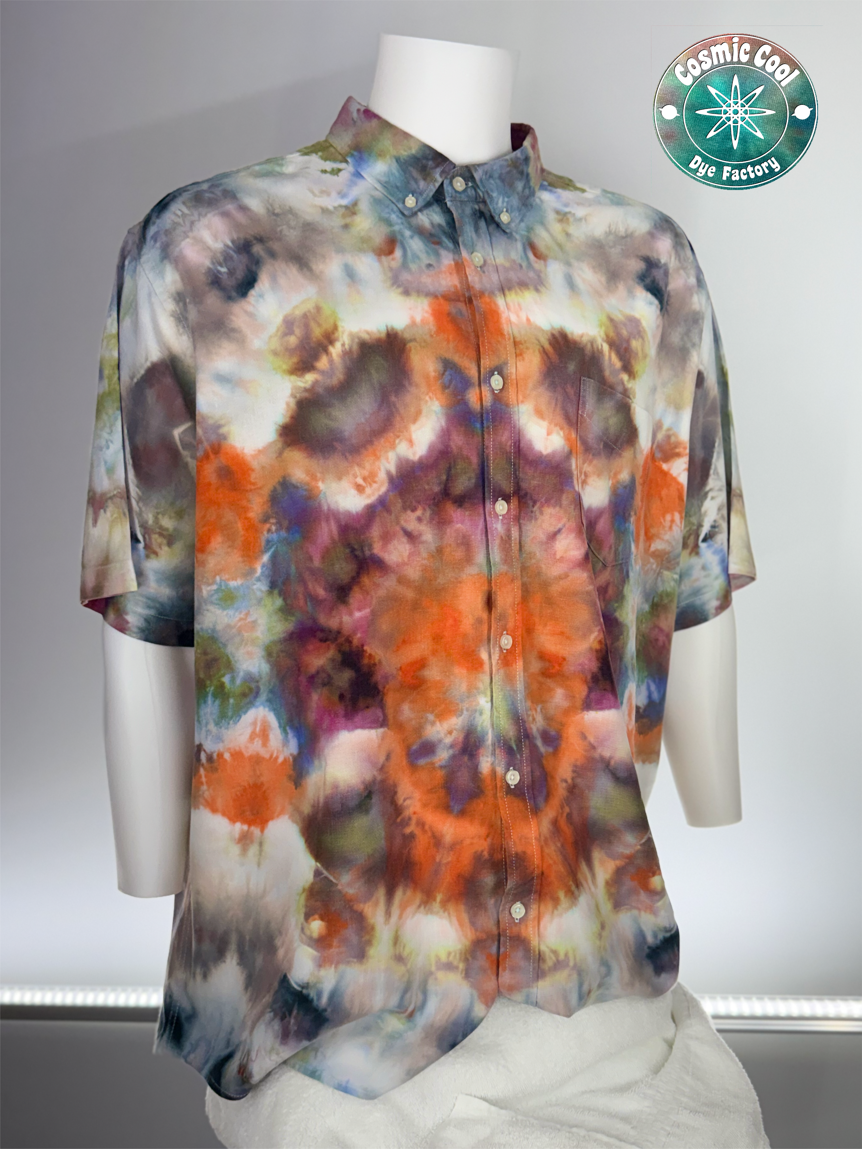 Cosmic Ice Dye Island Style Camp Shirt 100% Cotton  (Size 2XL)
