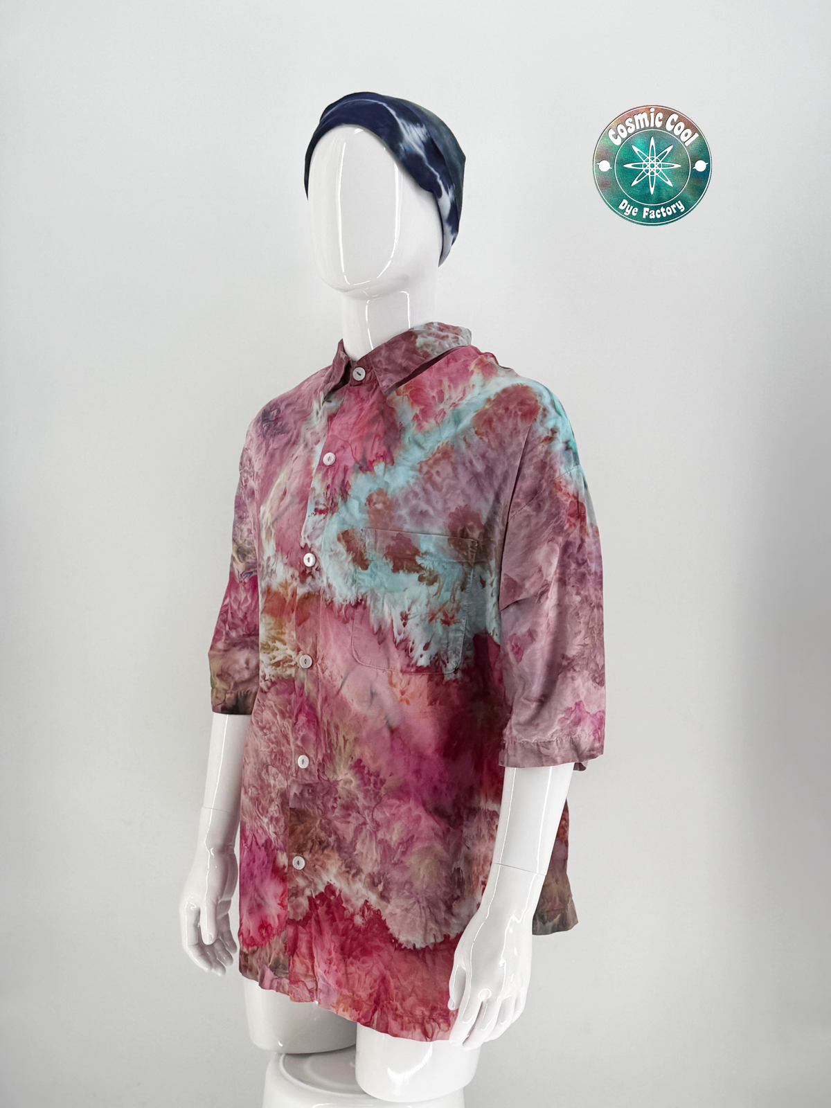 Cosmic Artesian Ice Dye Short Sleeve Island Style Cosmic Camp Shirt (Size 2XL) - 100% Cotton