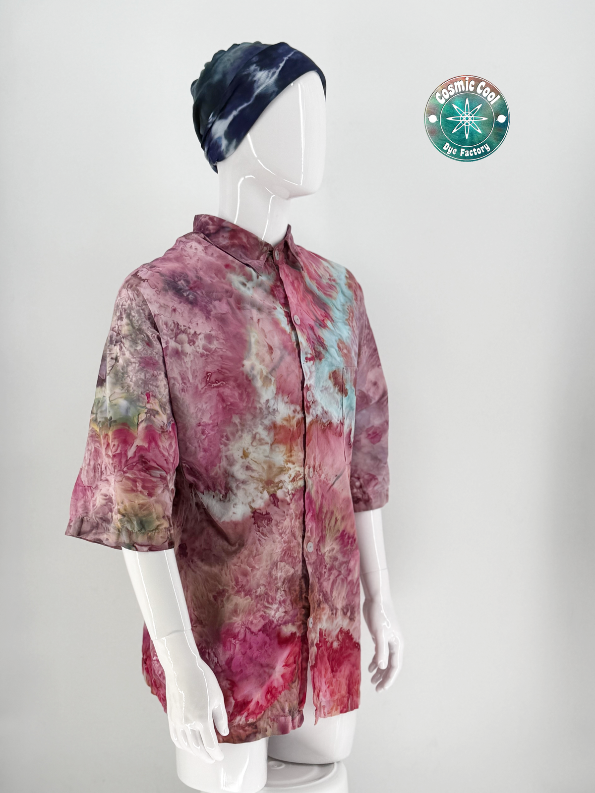 Cosmic Artesian Ice Dye Short Sleeve Island Style Cosmic Camp Shirt (Size 2XL) - 100% Cotton