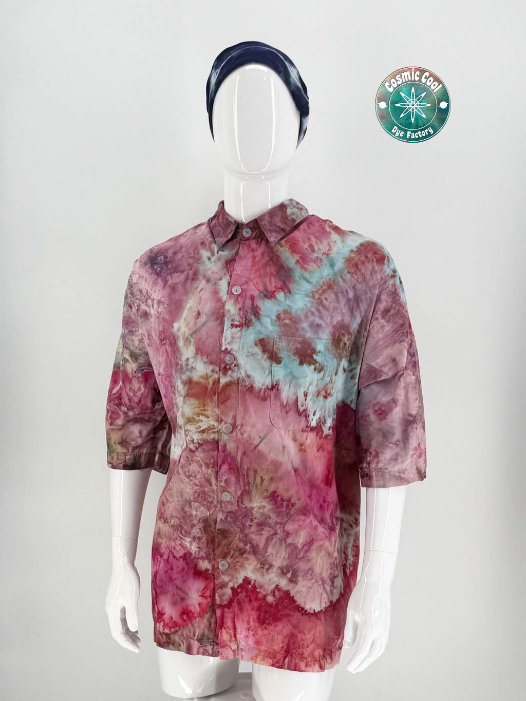 Cosmic Artesian Ice Dye Short Sleeve Island Style Cosmic Camp Shirt (Size 2XL) - 100% Cotton