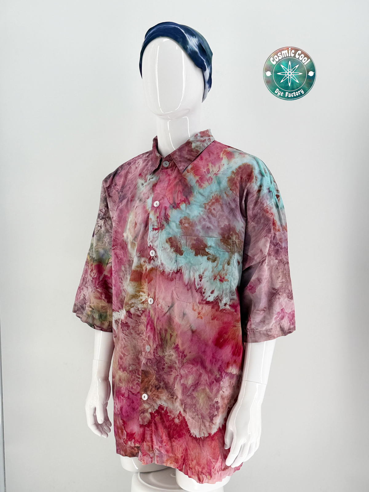 Cosmic Artesian Ice Dye Short Sleeve Island Style Cosmic Camp Shirt (Size 2XL) - 100% Cotton