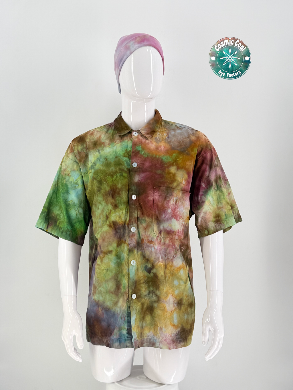 Cosmic Island Style Short Sleeve Camp Shirt (Size Large) 100% Cotton