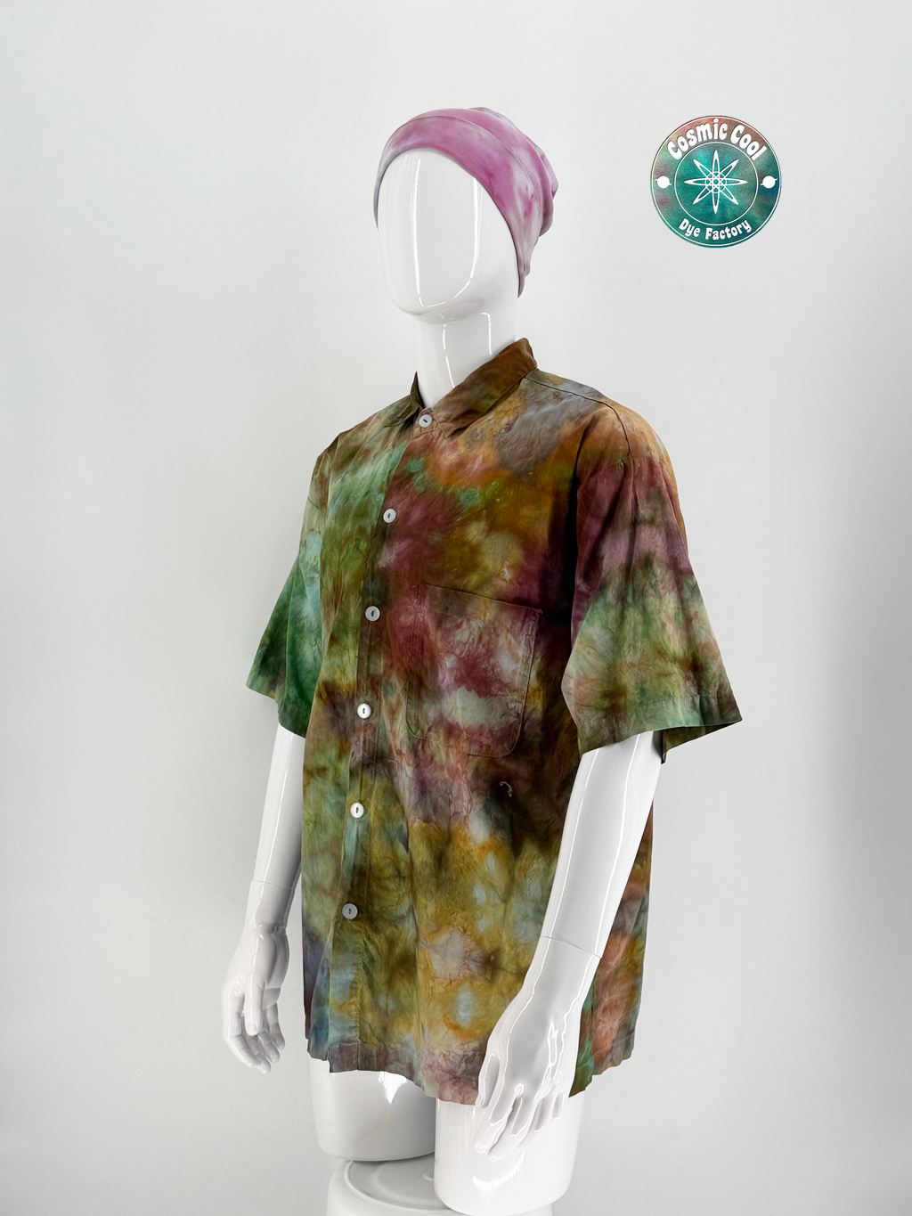 Cosmic Island Style Short Sleeve Camp Shirt (Size Large) 100% Cotton