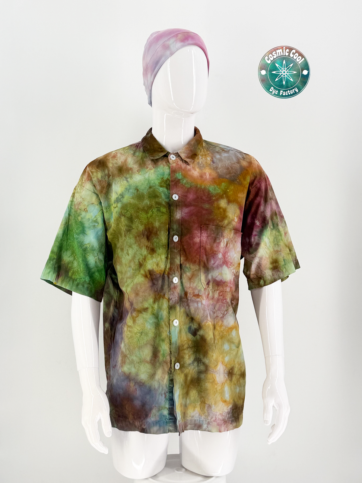 Cosmic Island Style Short Sleeve Camp Shirt (Size Large) 100% Cotton