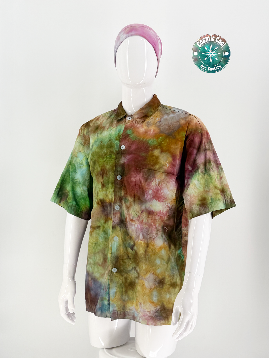 Cosmic Island Style Short Sleeve Camp Shirt (Size Large) 100% Cotton