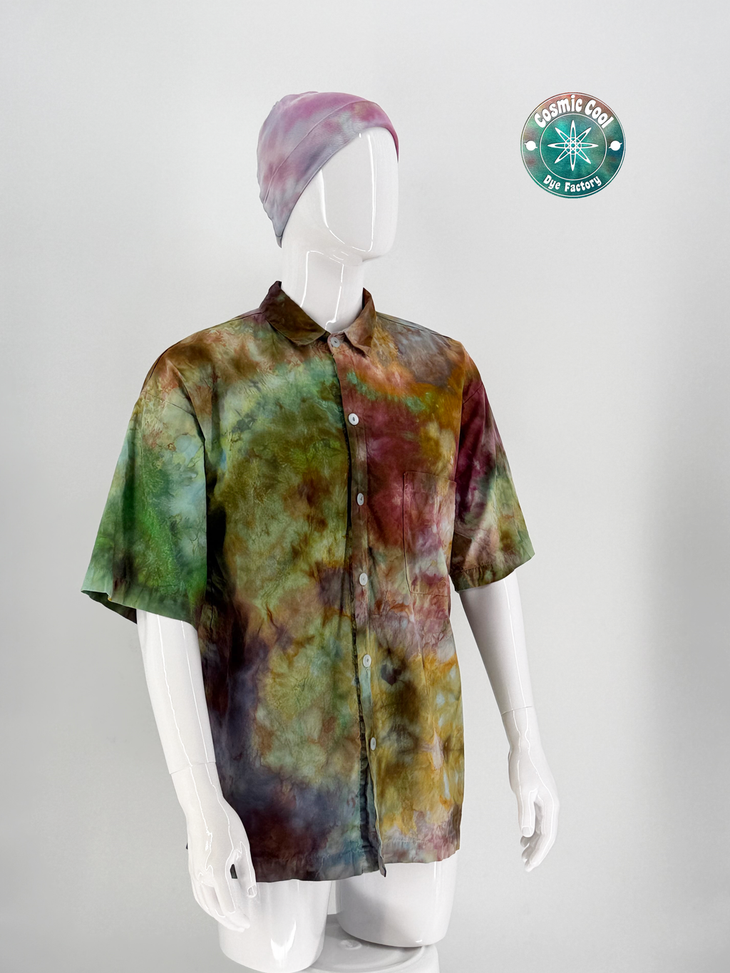 Cosmic Island Style Short Sleeve Camp Shirt (Size Large) 100% Cotton