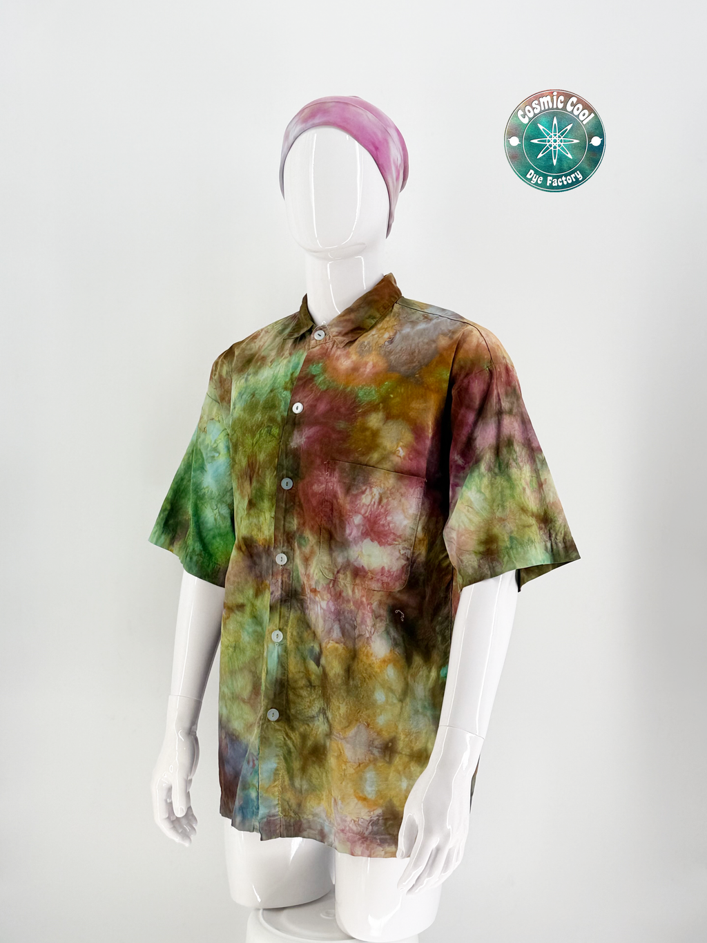 Cosmic Island Style Short Sleeve Camp Shirt (Size Large) 100% Cotton