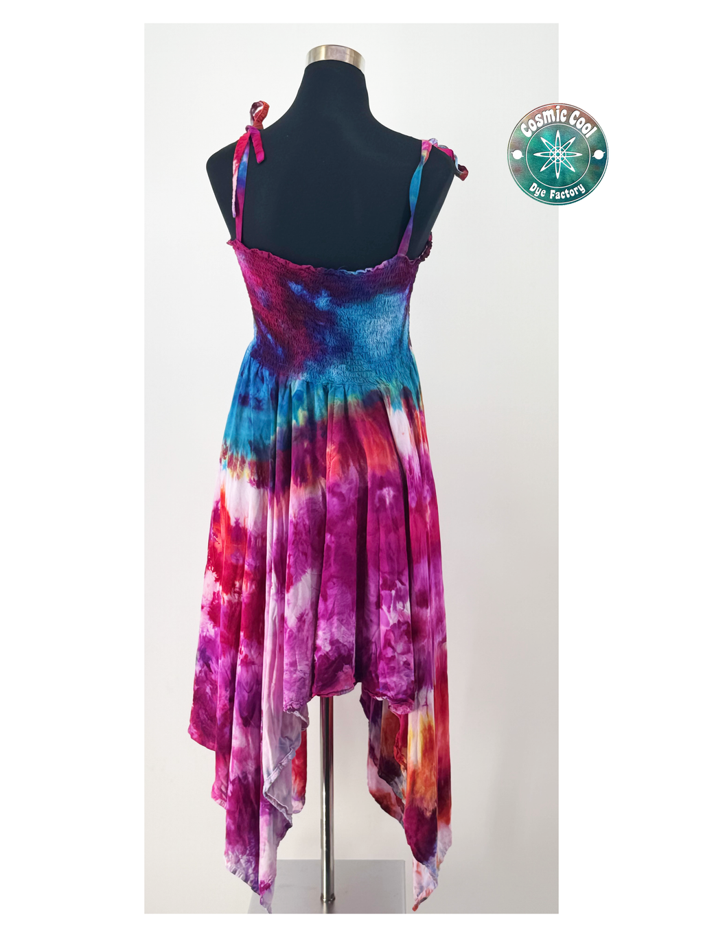 Cosmic Boho Ice Dye Twirling Festival Dress (Size XL) - 100% Rayon