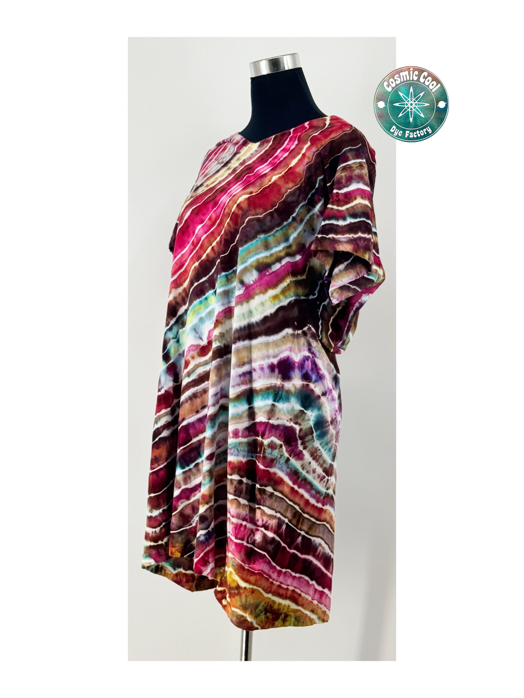 Cosmic Ice Dye Artisan T-Shirt Dress & Cover-Up (Size XL) - 100% Cotton