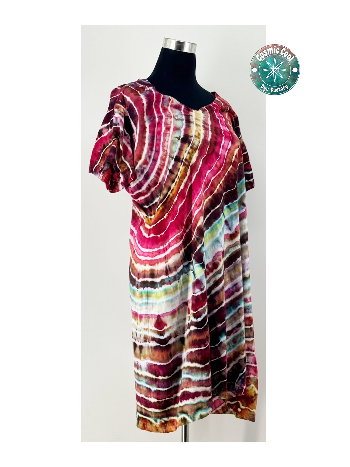 Cosmic Ice Dye Artisan T-Shirt Dress & Cover-Up (Size XL) - 100% Cotton