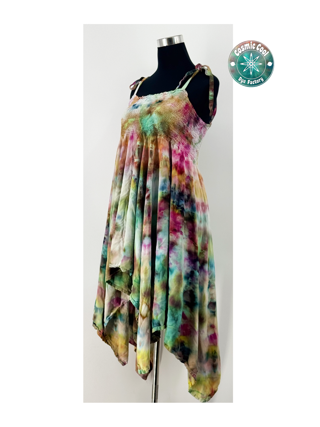 Cosmic Ice Dye Boho Festival Dress (Size Large) - 100% Rayon