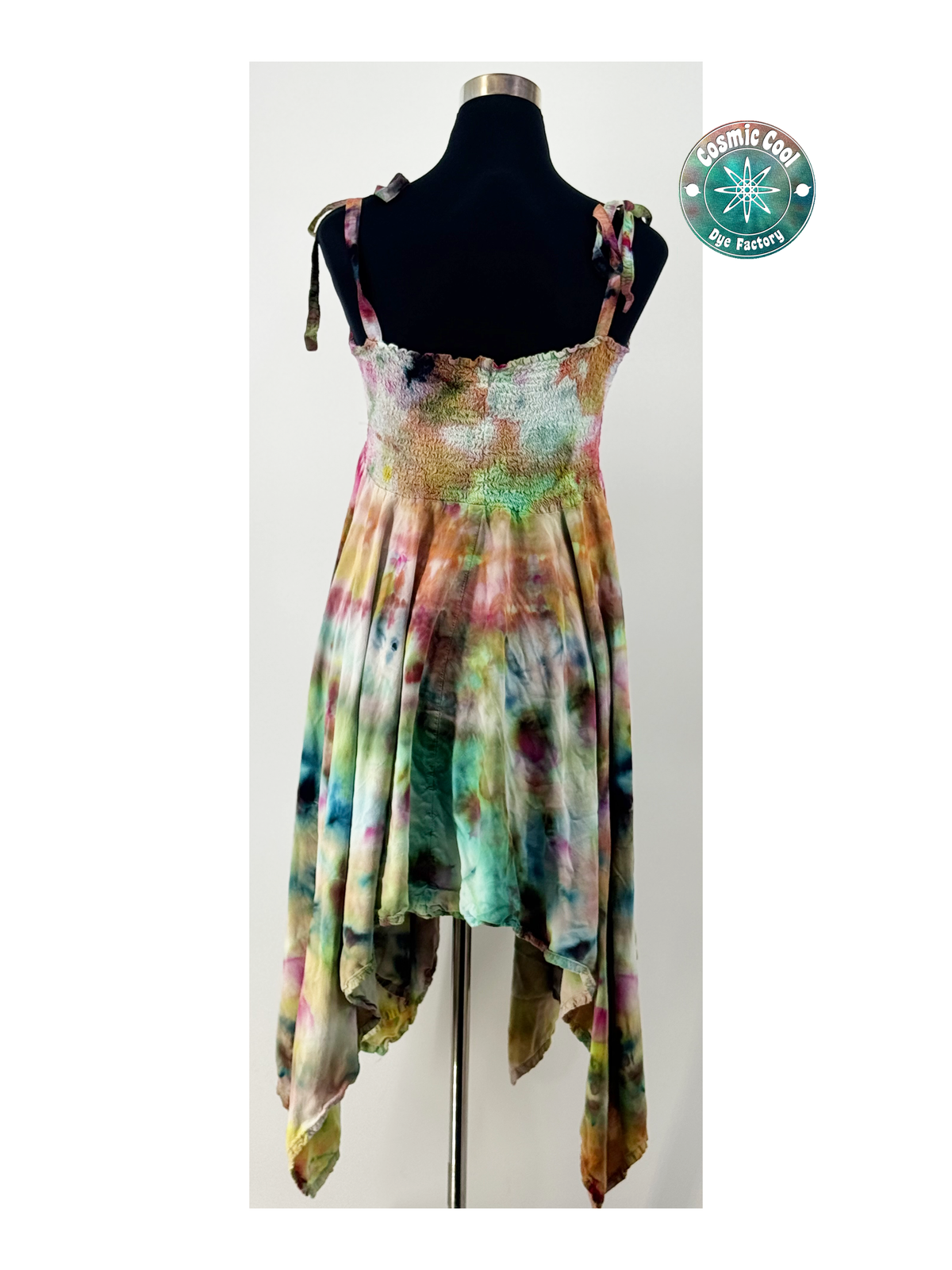 Cosmic Ice Dye Boho Festival Dress (Size Large) - 100% Rayon