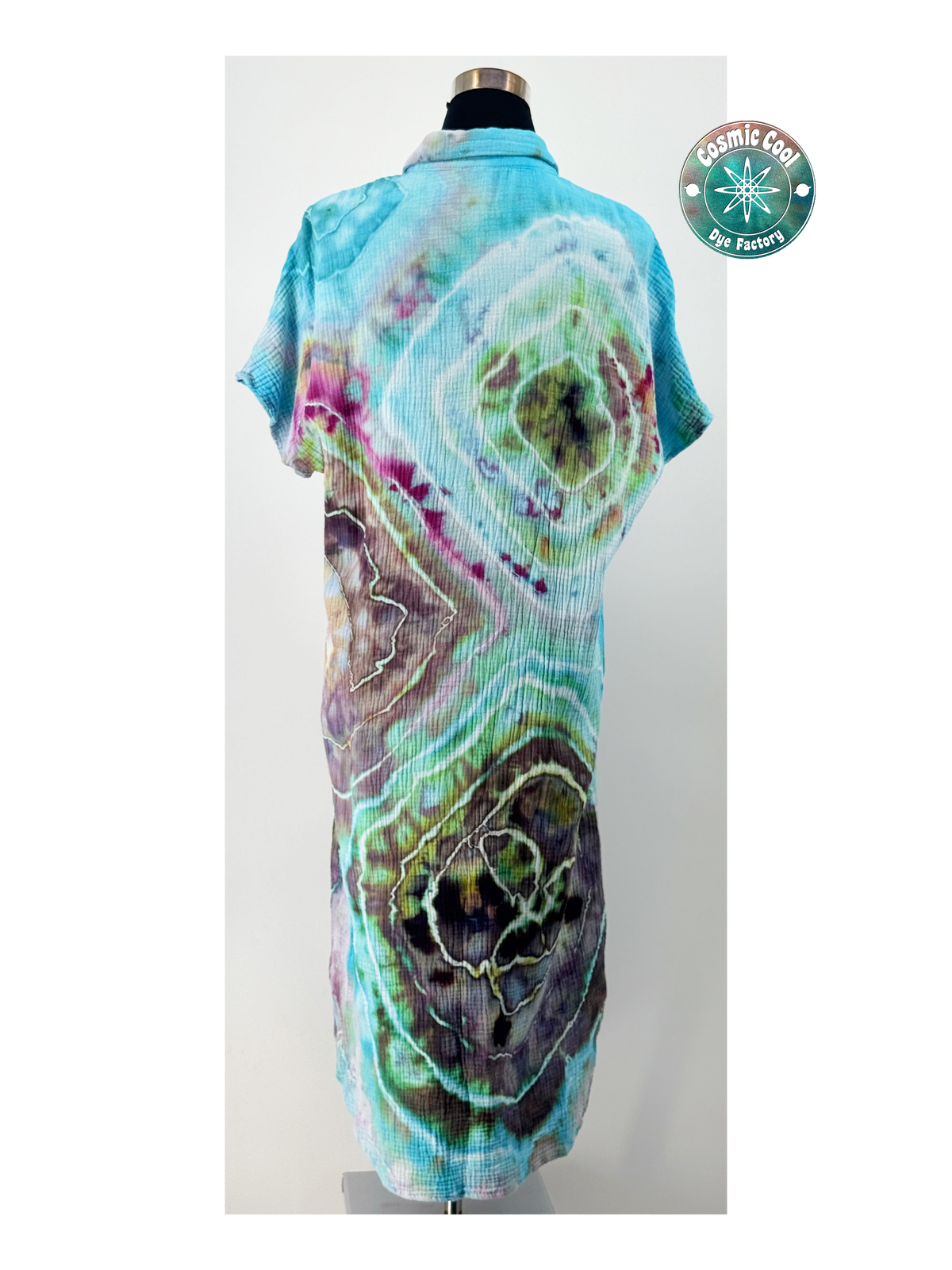 Cosmic Ice Dye Button-Up Dress & Cover-Up (Size XL) -  100% Cotton