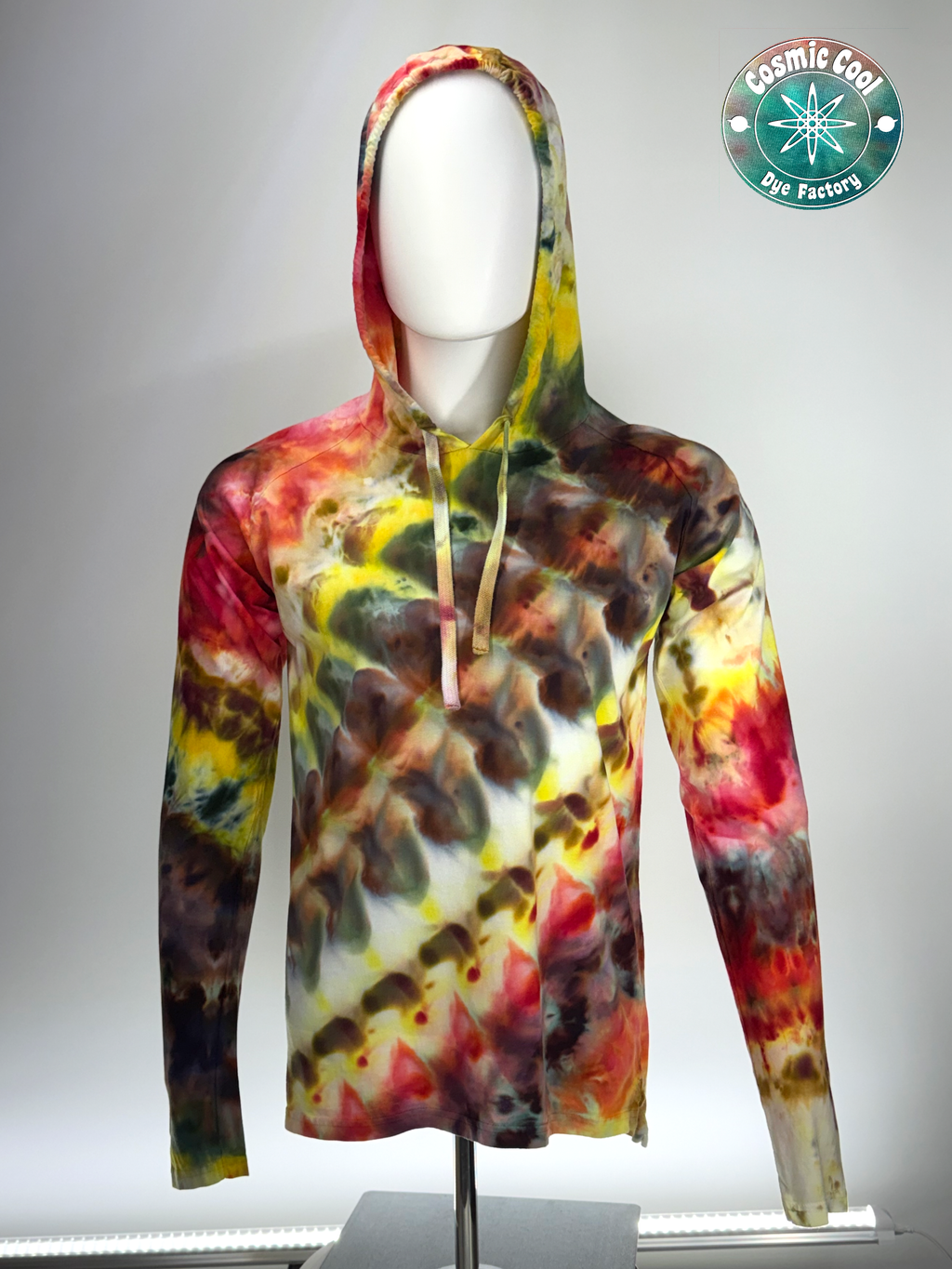 Cosmic Raglan Ice Dye Lightweight Hoodie 100% Cotton • (Size Medium)