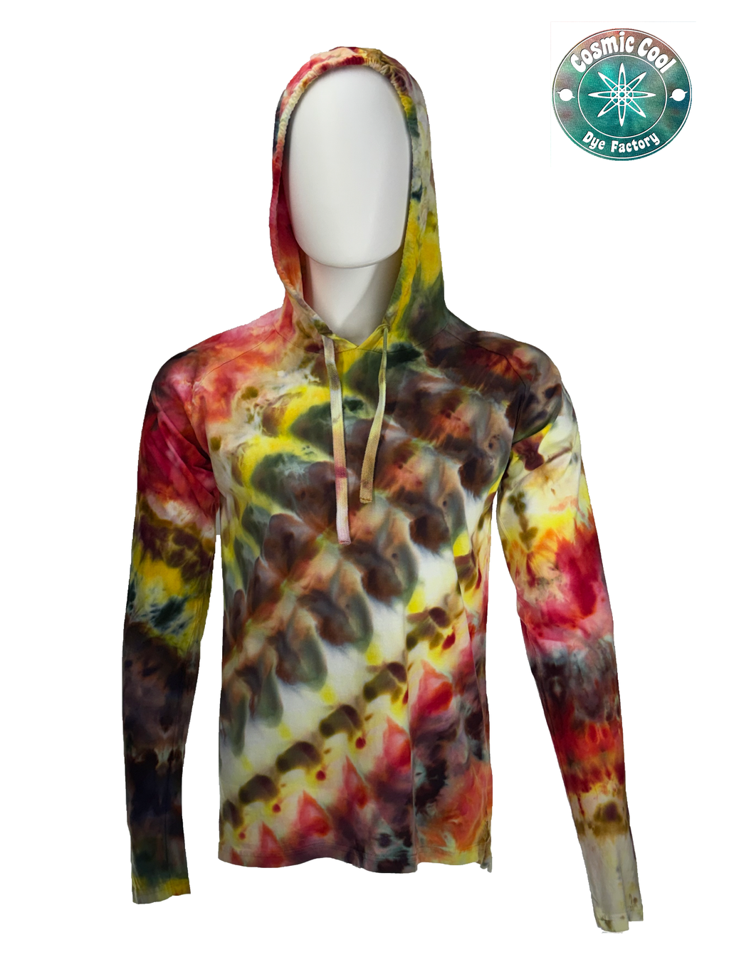 Cosmic Raglan Ice Dye Lightweight Hoodie 100% Cotton • (Size Medium)
