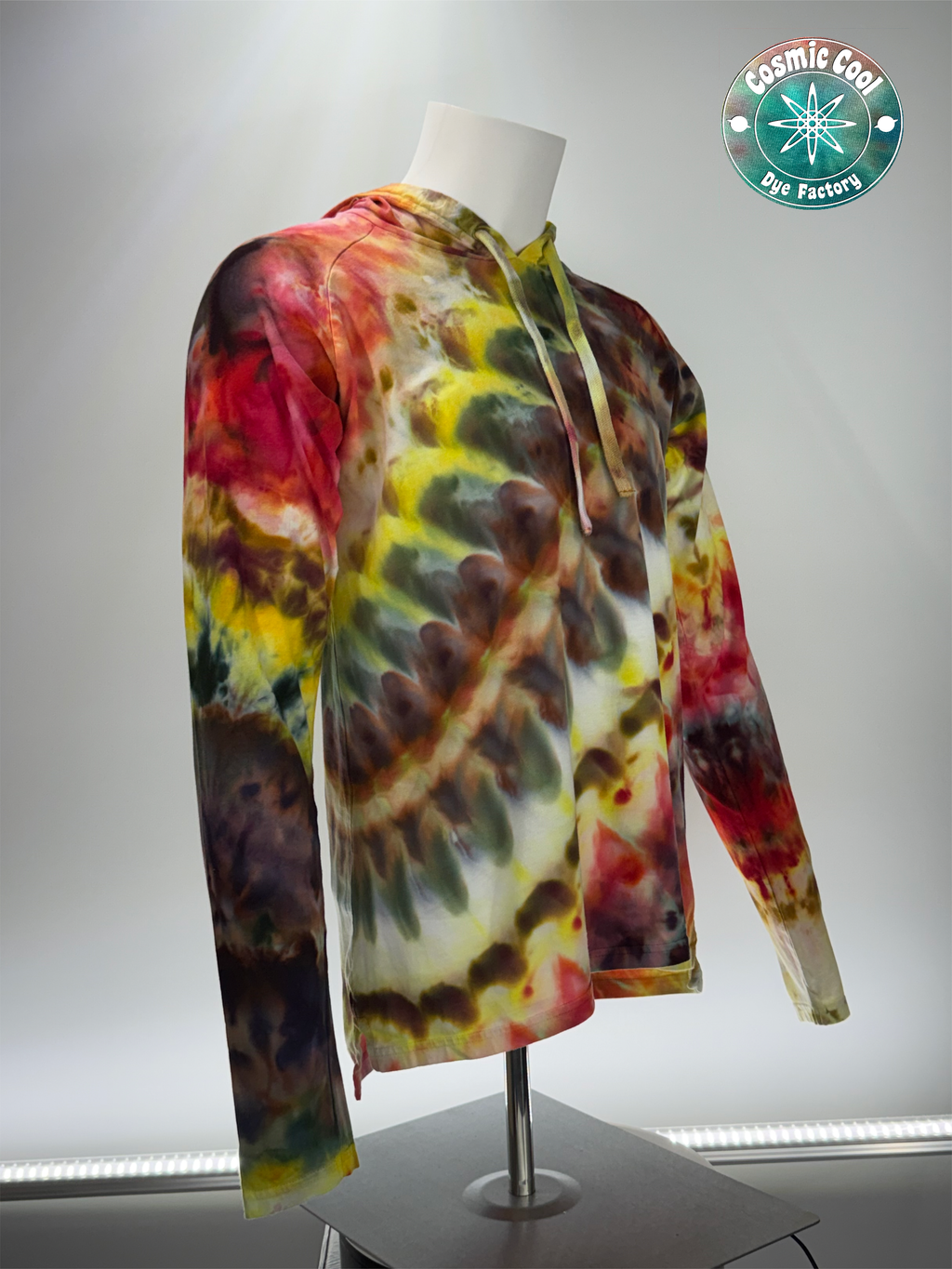 Cosmic Raglan Ice Dye Lightweight Hoodie 100% Cotton • (Size Medium)
