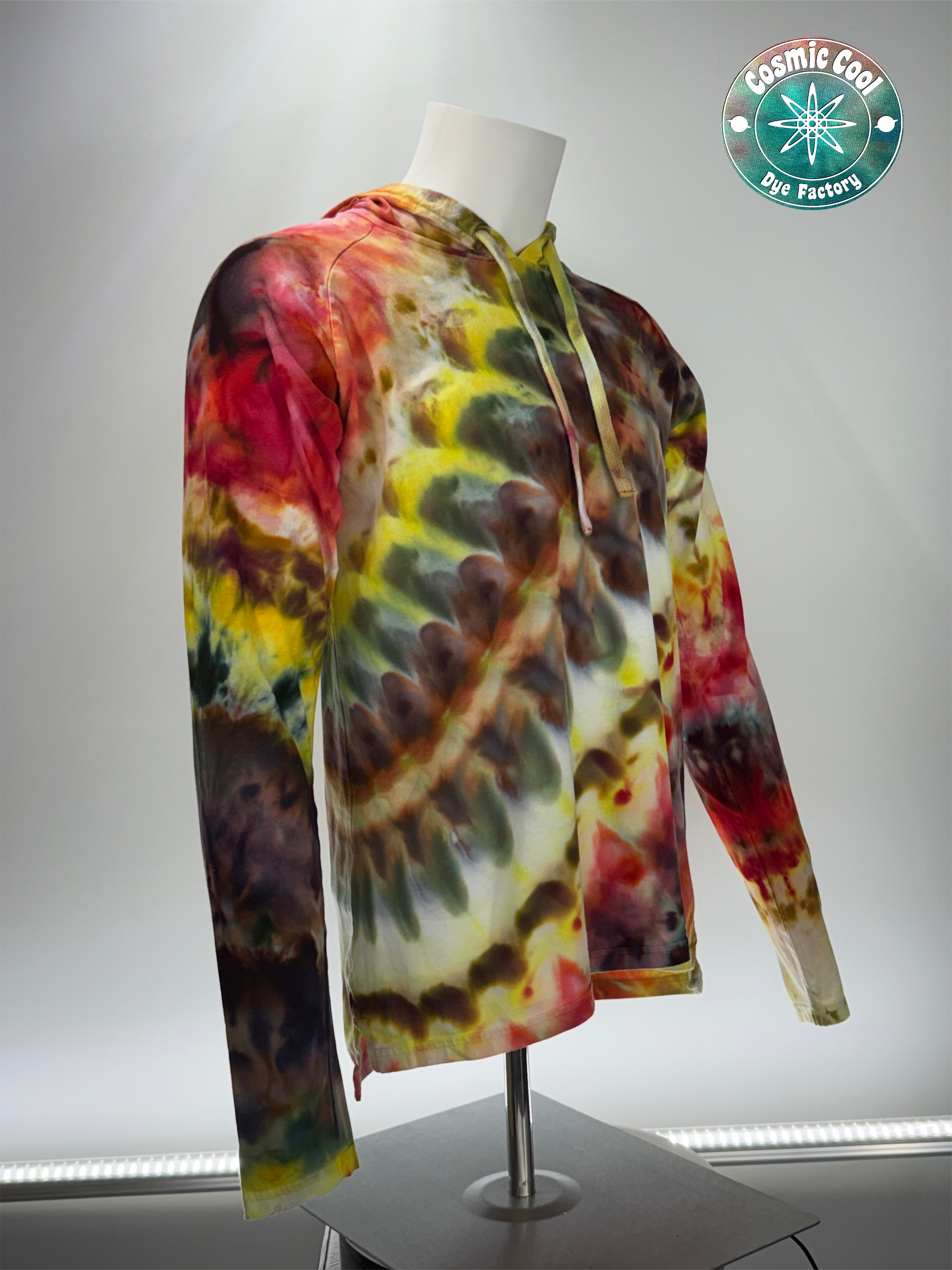 Cosmic Raglan Ice Dye Lightweight Hoodie 100% Cotton • (Size Medium)