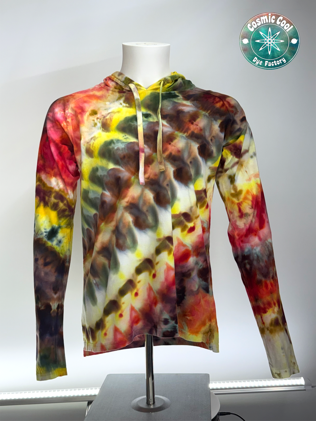 Cosmic Raglan Ice Dye Lightweight Hoodie 100% Cotton • (Size Medium)
