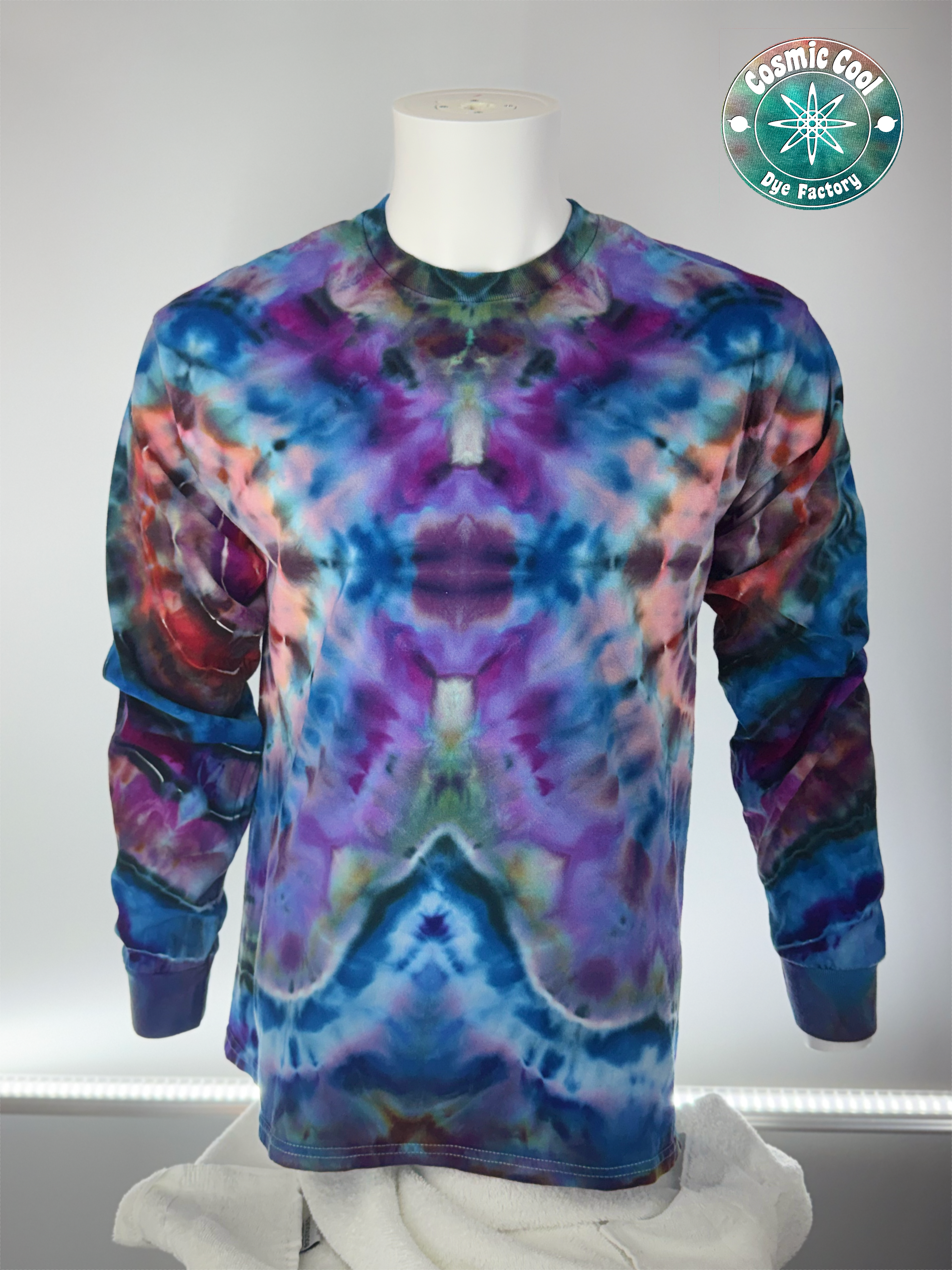 Ice Dye Long Sleeve Tee Shirt 100% Cotton (Size Large)