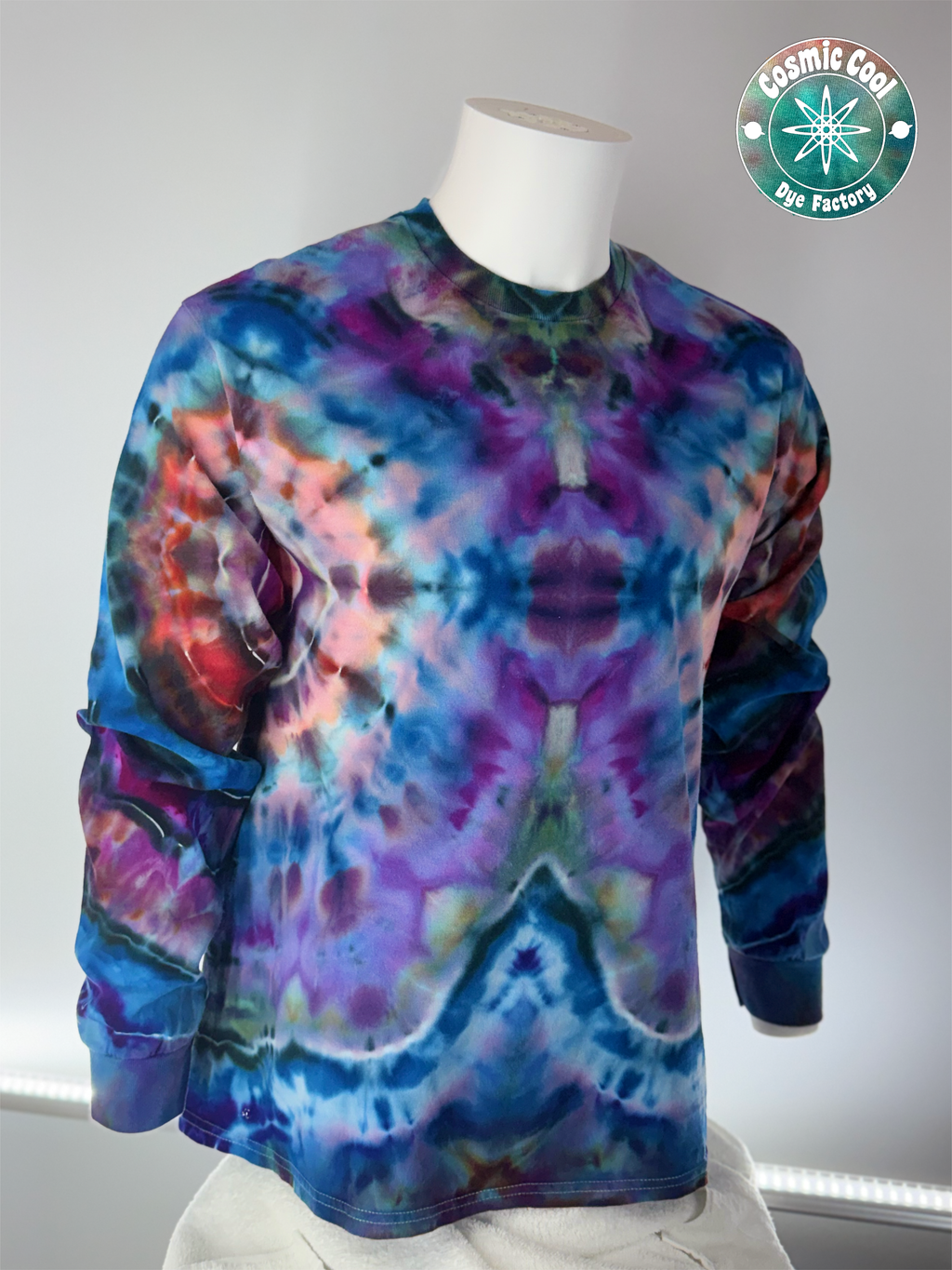 Ice Dye Long Sleeve Tee Shirt 100% Cotton (Size Large)