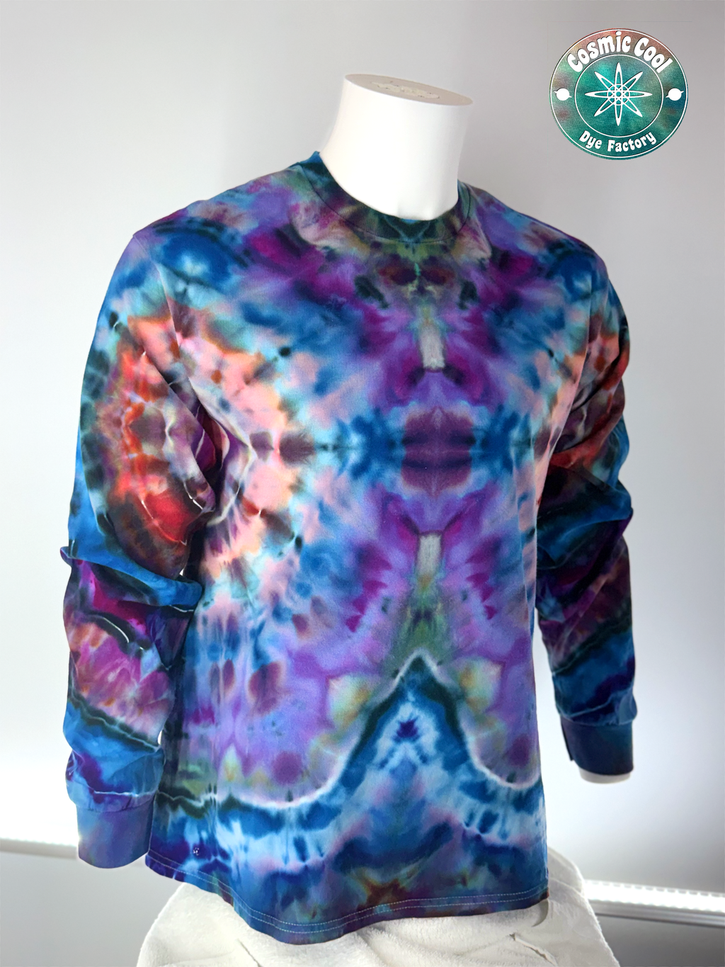 Ice Dye Long Sleeve Tee Shirt 100% Cotton (Size Large)