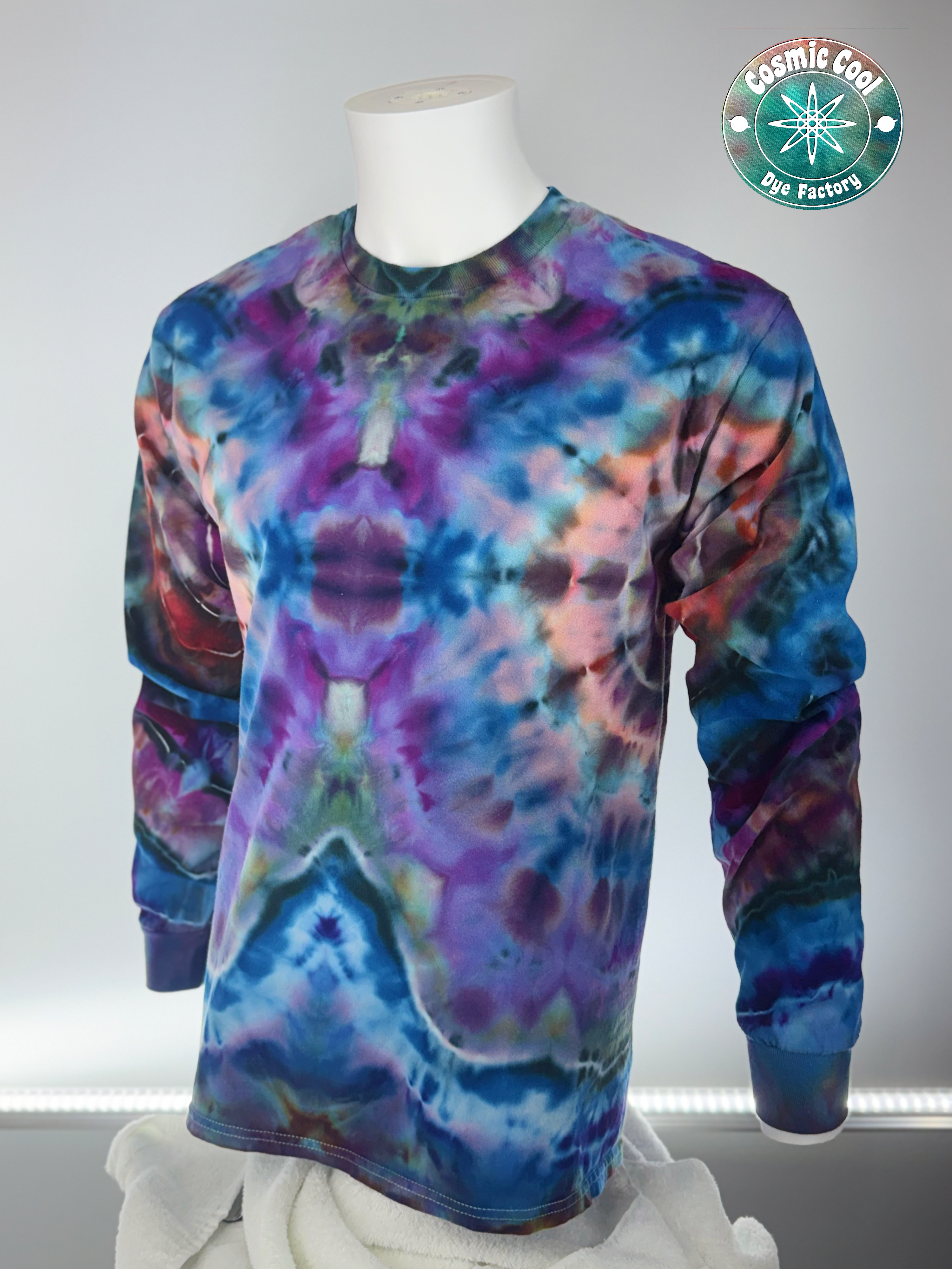 Ice Dye Long Sleeve Tee Shirt 100% Cotton (Size Large)
