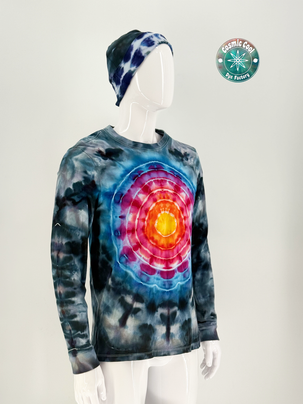 Cosmic Ice Dye Long Sleeve Artisan Tee (Size Medium) - 100% Cotton
