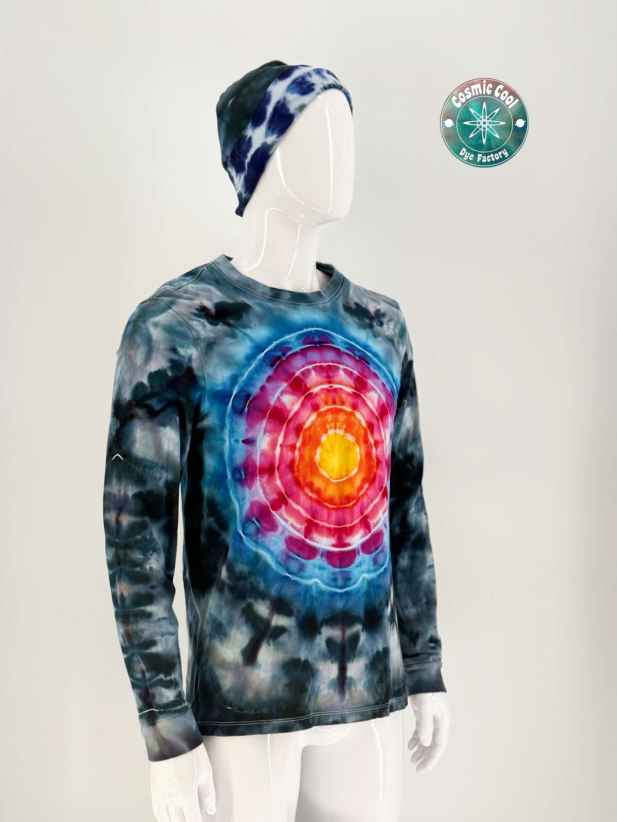 Cosmic Ice Dye Long Sleeve Artisan Tee (Size Medium) - 100% Cotton