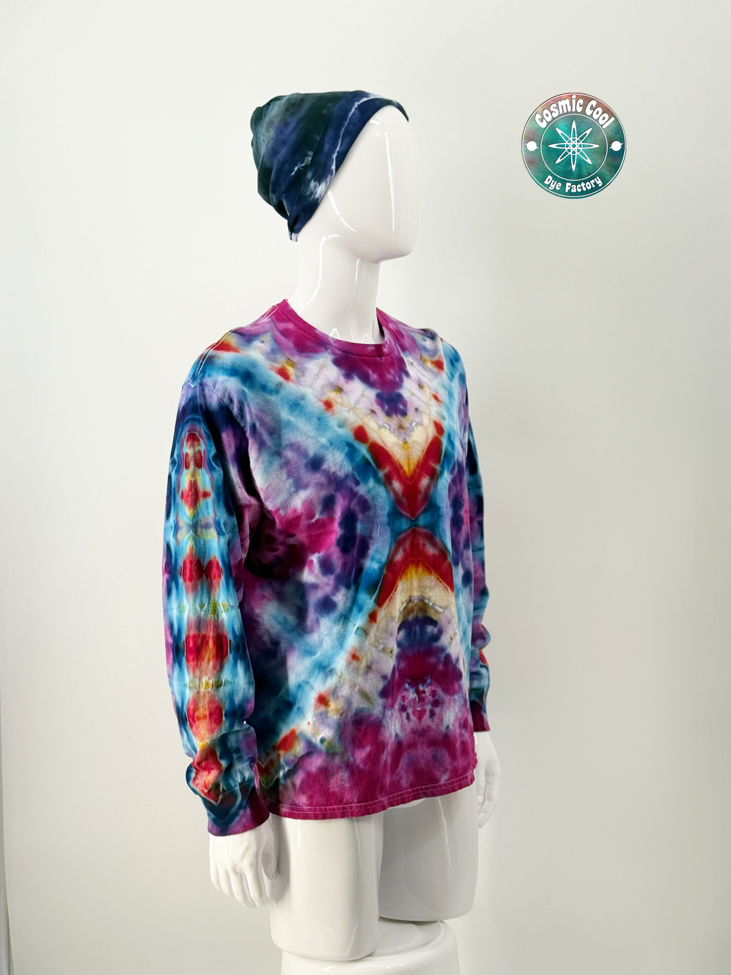 Cosmic Ice Dye Long Sleeve Artisan Tee (Size XL) - 100% Cotton
