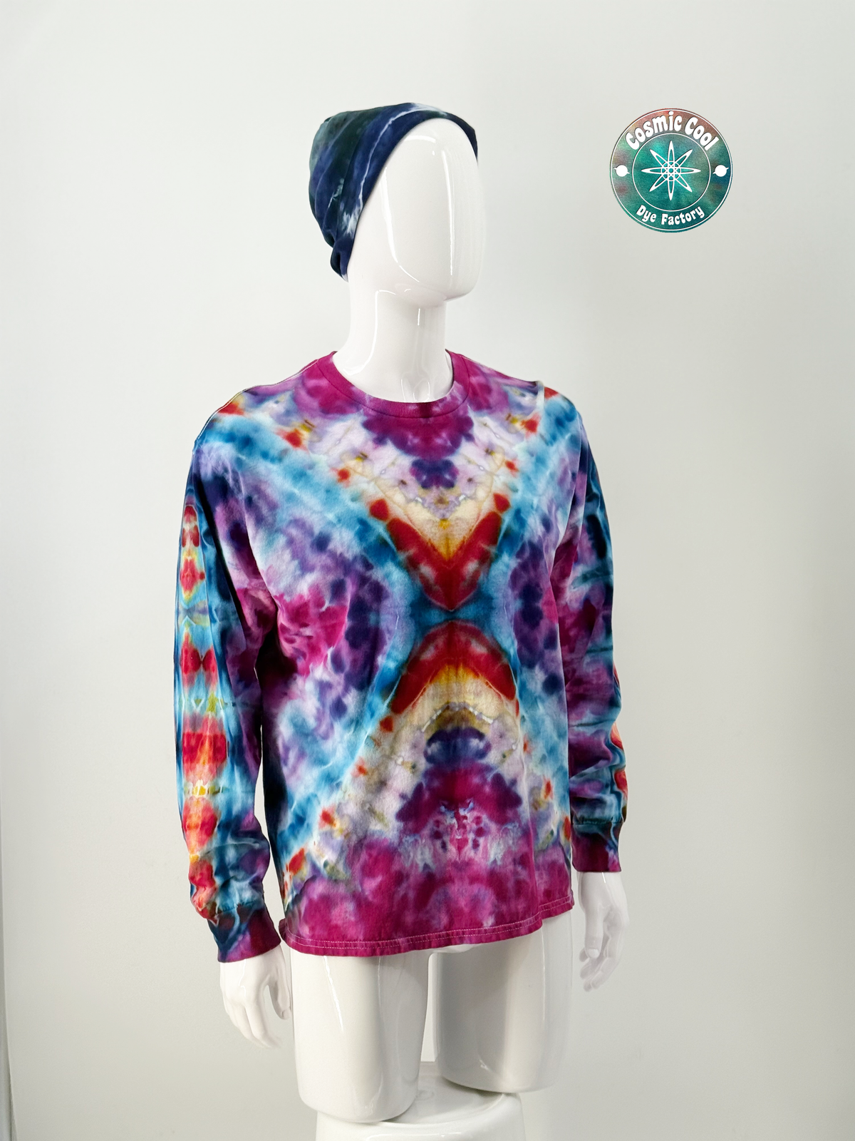 Cosmic Ice Dye Long Sleeve Artisan Tee (Size XL) - 100% Cotton