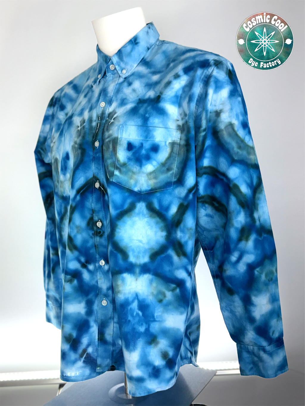 Cosmic Oxford Button Down Long Sleeve Shirt 100% Cotton (Size Large)