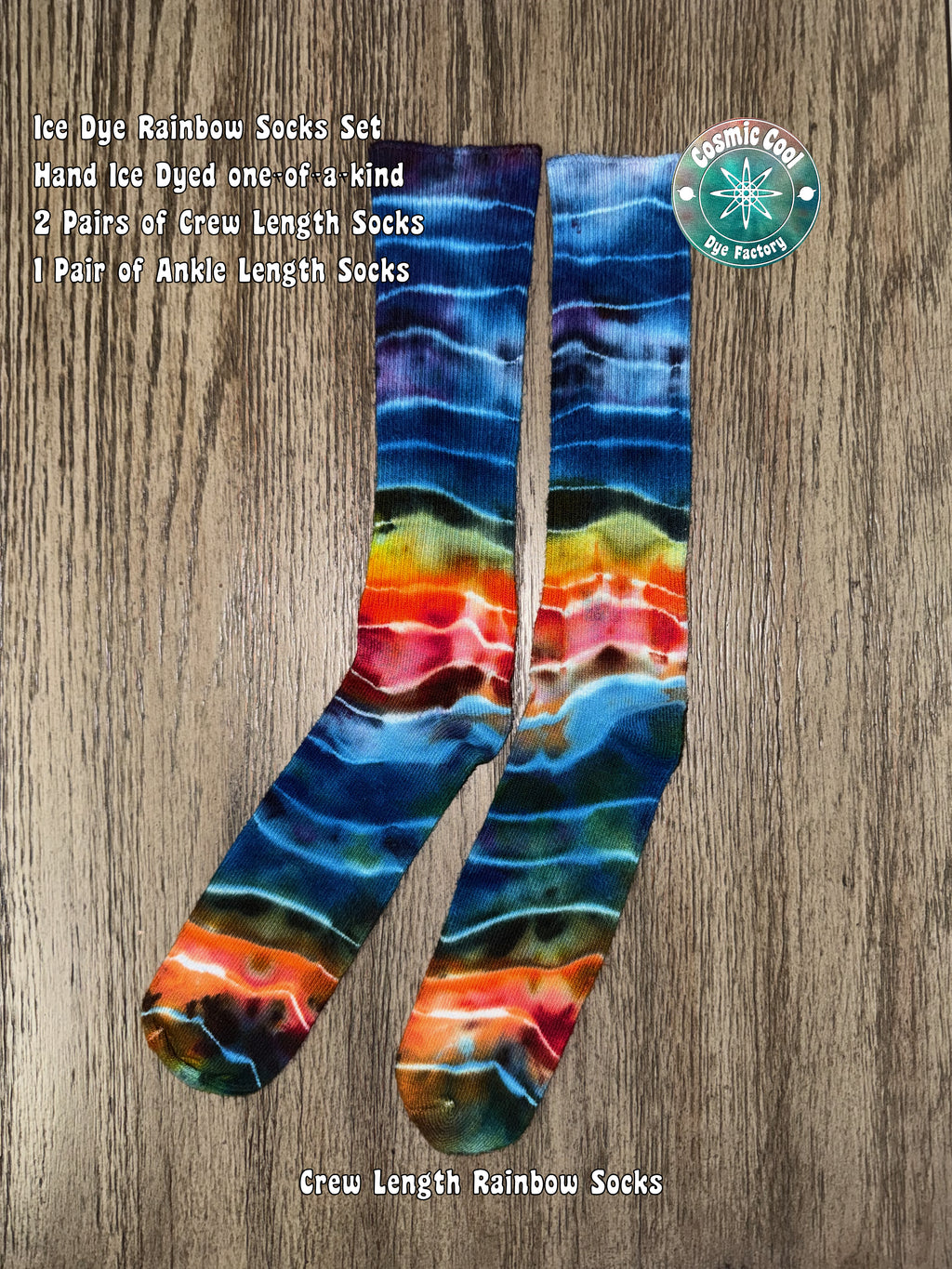 Cosmic Artisan Rainbow Ice Dye Sock Bundle (3-Pair Set)