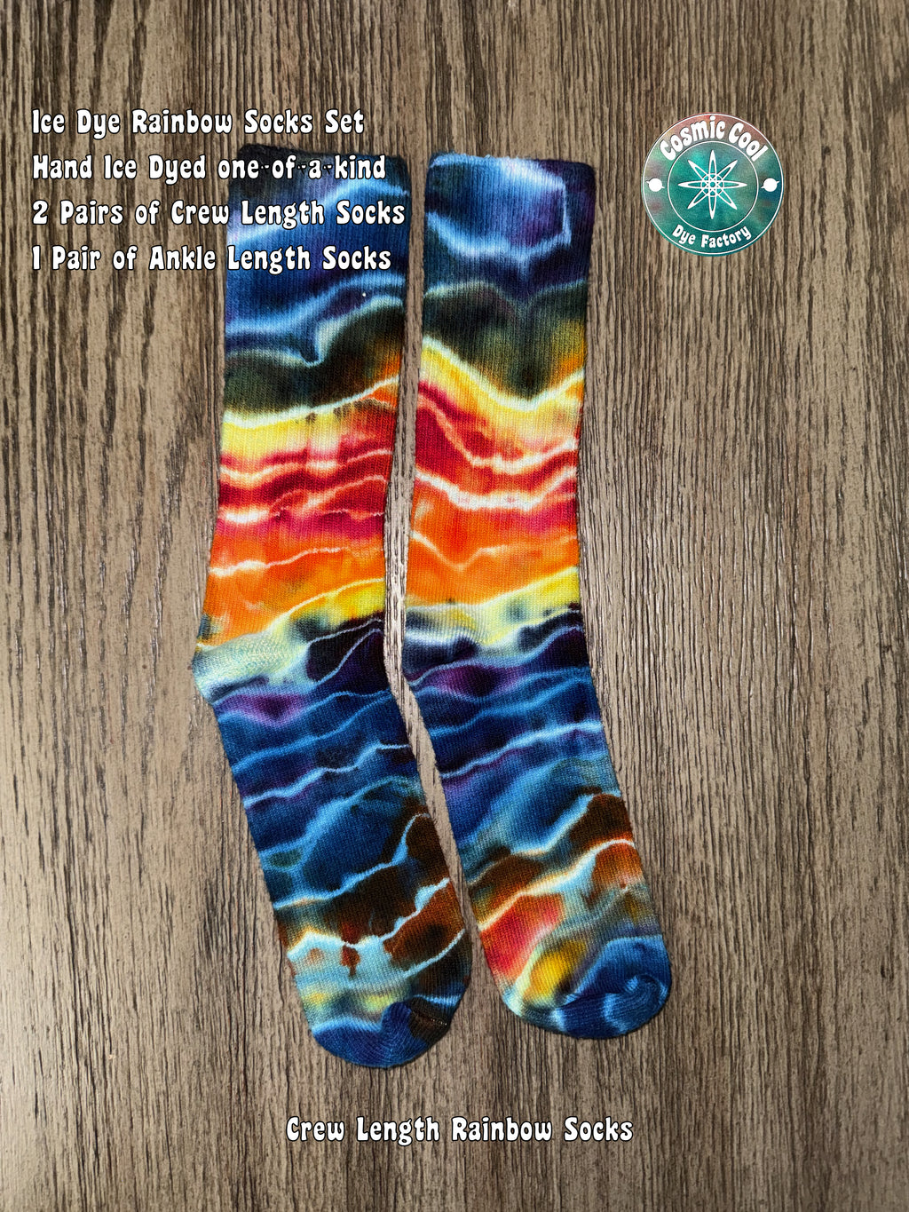Cosmic Artisan Rainbow Ice Dye Sock Bundle (3-Pair Set)