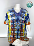 100% Cotton Cosmic Ice Dye V-Neck Tee Shirt (Size 5XL)