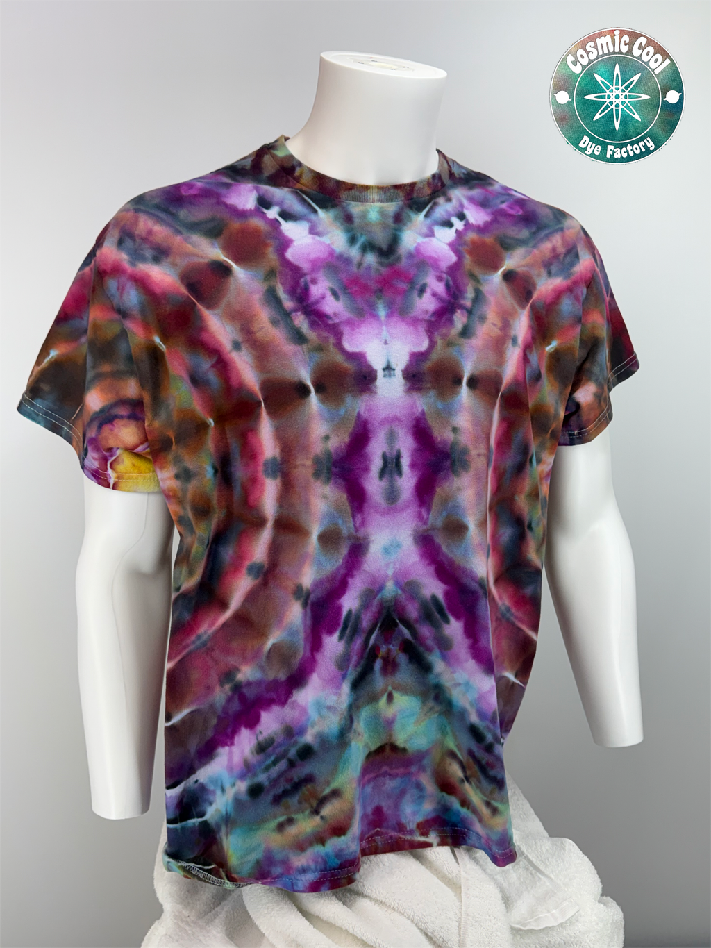 Two Moons at Euphoria Caverns - Short Sleeve Cosmic Ice Dye Tee (Size XL)
