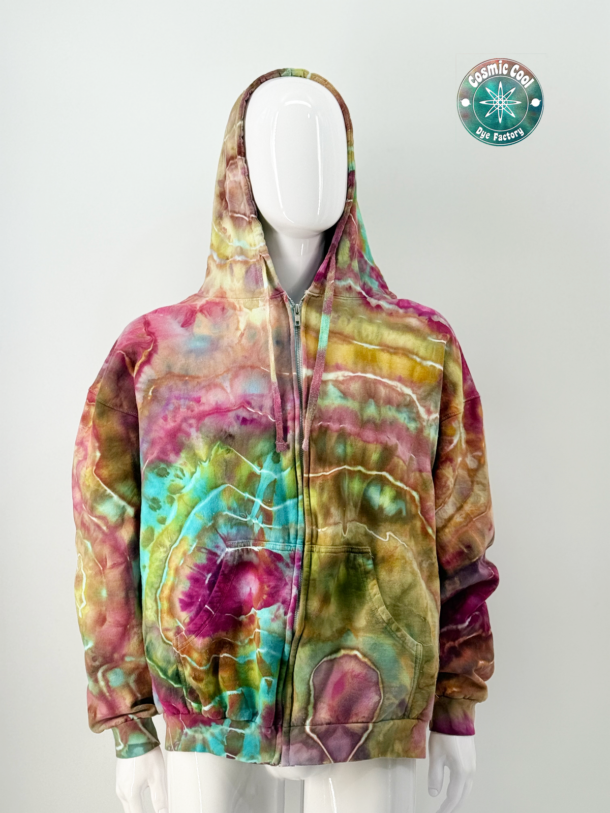 Nebula Fleece Cosmic Ice Dye Premium Zipper Hoodie (Size XXL)
