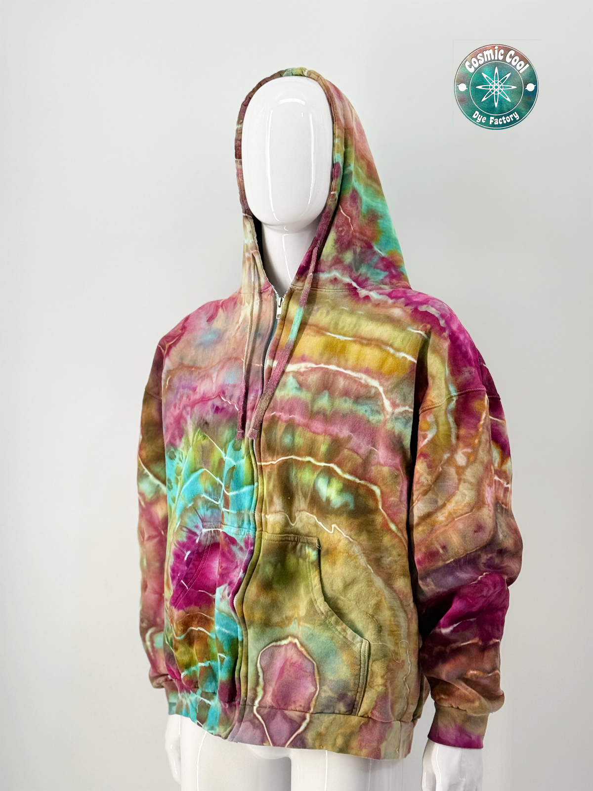 Nebula Fleece Cosmic Ice Dye Premium Zipper Hoodie (Size XXL)