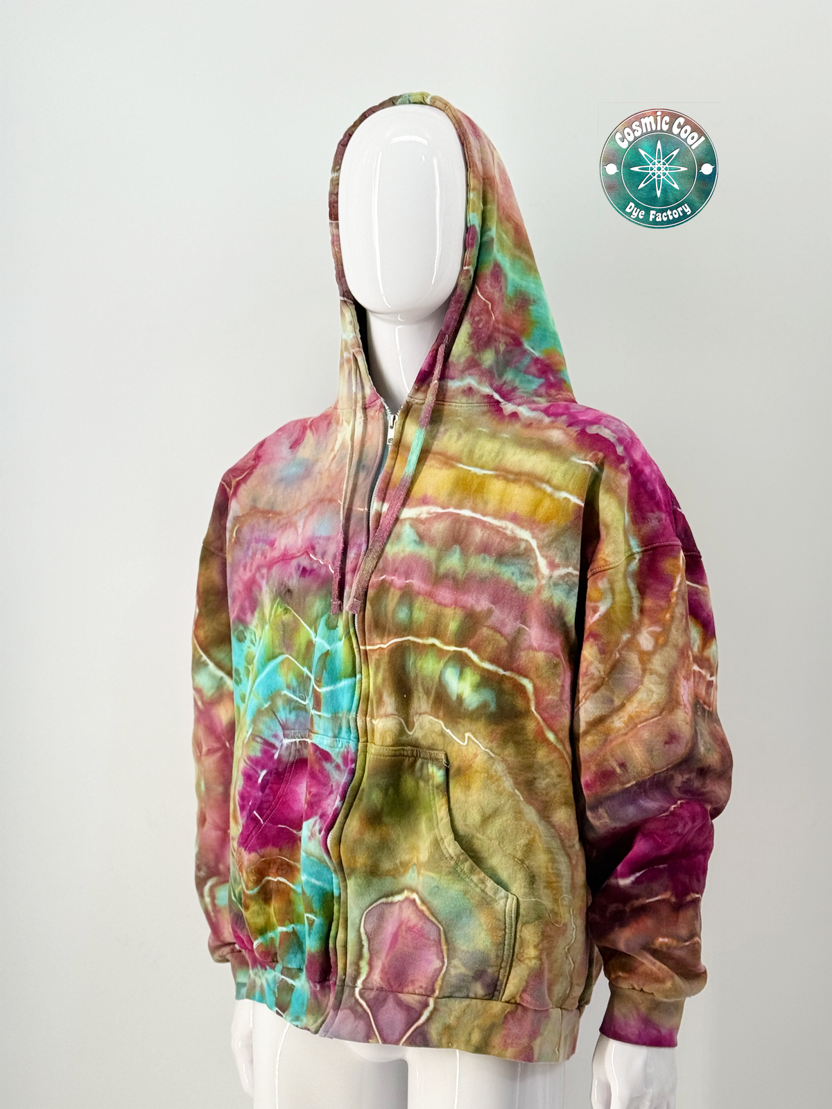 Nebula Fleece Cosmic Ice Dye Premium Zipper Hoodie (Size XXL)