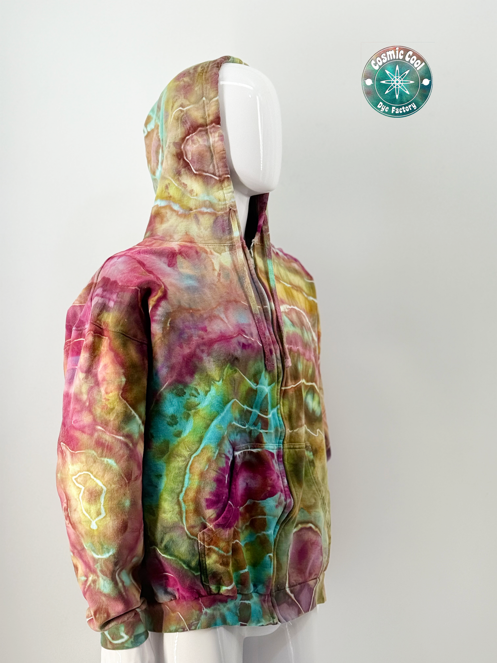 Nebula Fleece Cosmic Ice Dye Premium Zipper Hoodie (Size XXL)