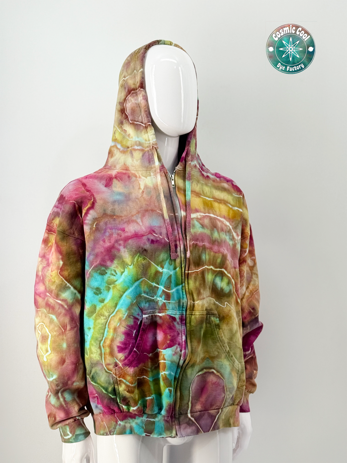 Nebula Fleece Cosmic Ice Dye Premium Zipper Hoodie (Size XXL)