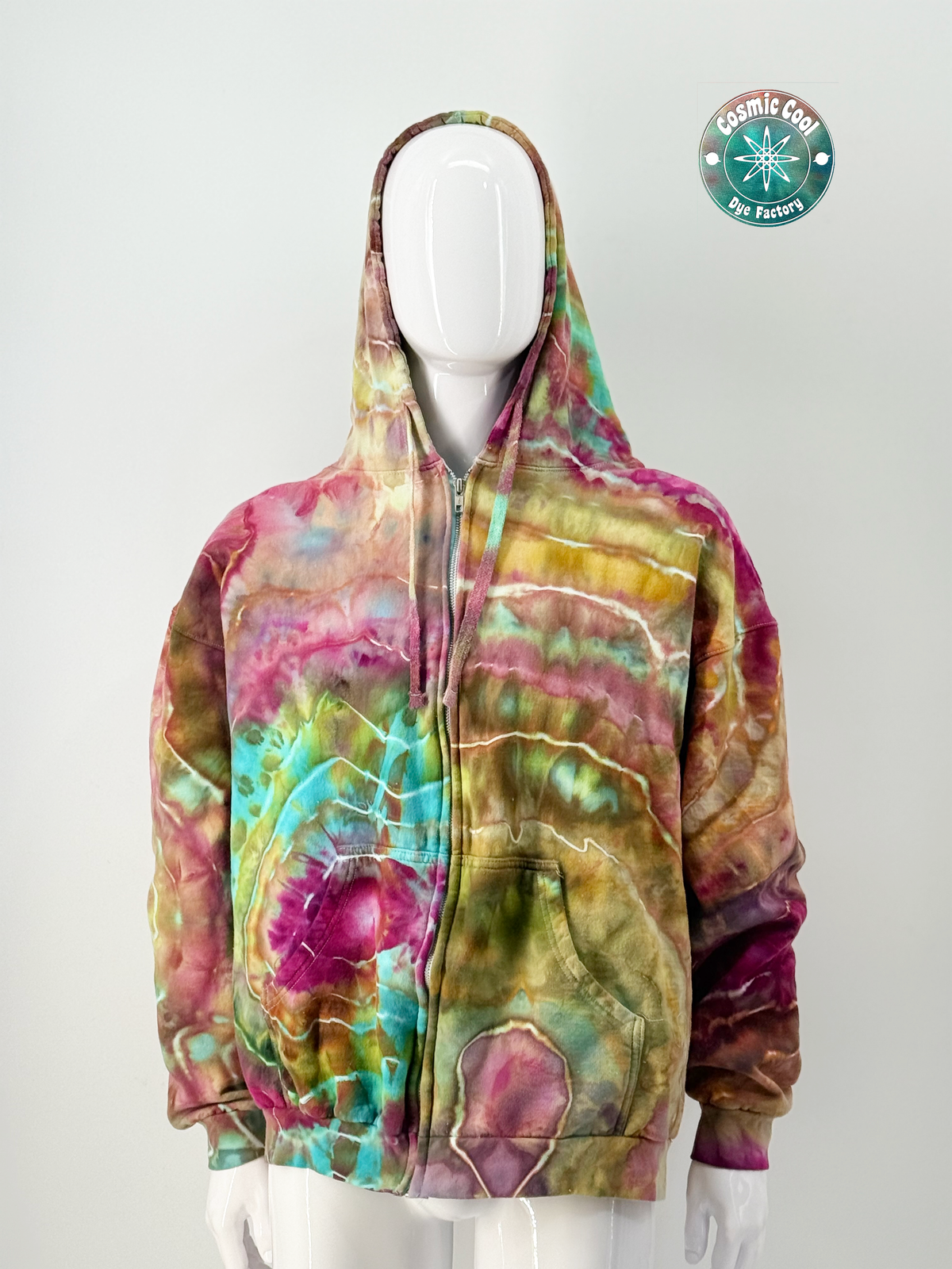 Nebula Fleece Cosmic Ice Dye Premium Zipper Hoodie (Size XXL)