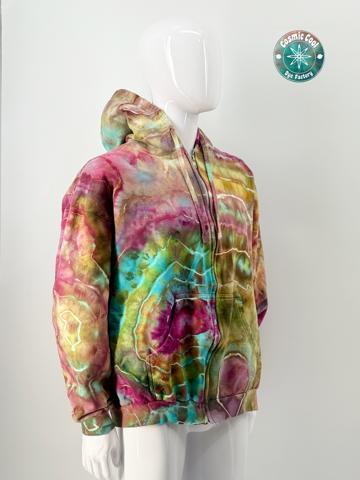Nebula Fleece Cosmic Ice Dye Premium Zipper Hoodie (Size XXL)