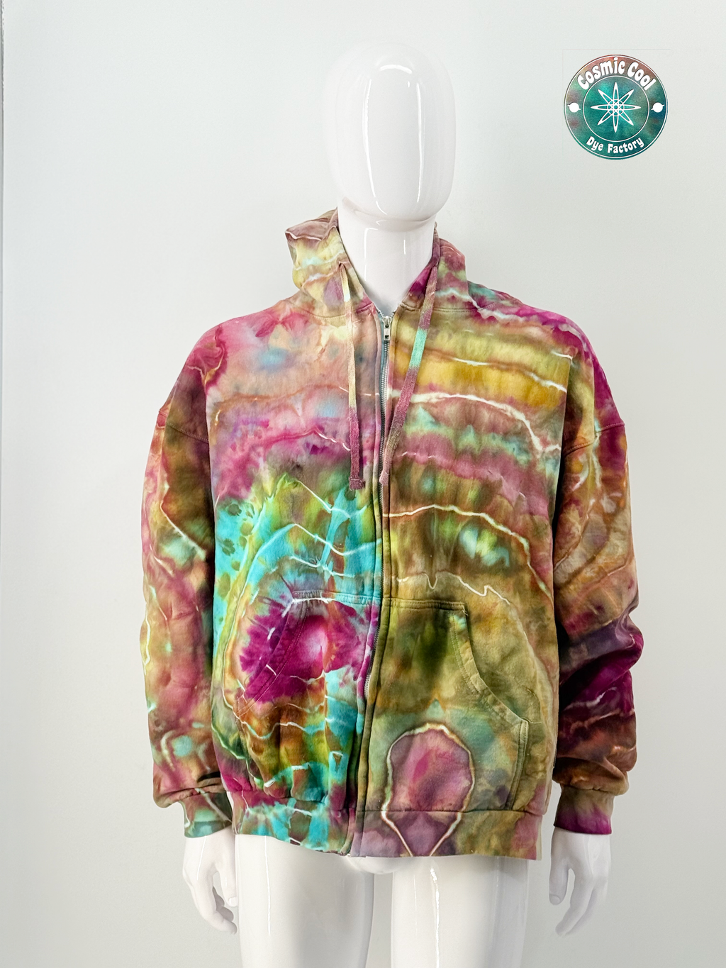 Nebula Fleece Cosmic Ice Dye Premium Zipper Hoodie (Size XXL)