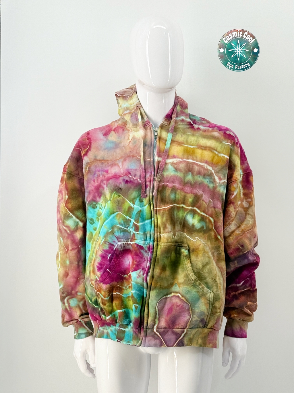 Nebula Fleece Cosmic Ice Dye Premium Zipper Hoodie (Size XXL)